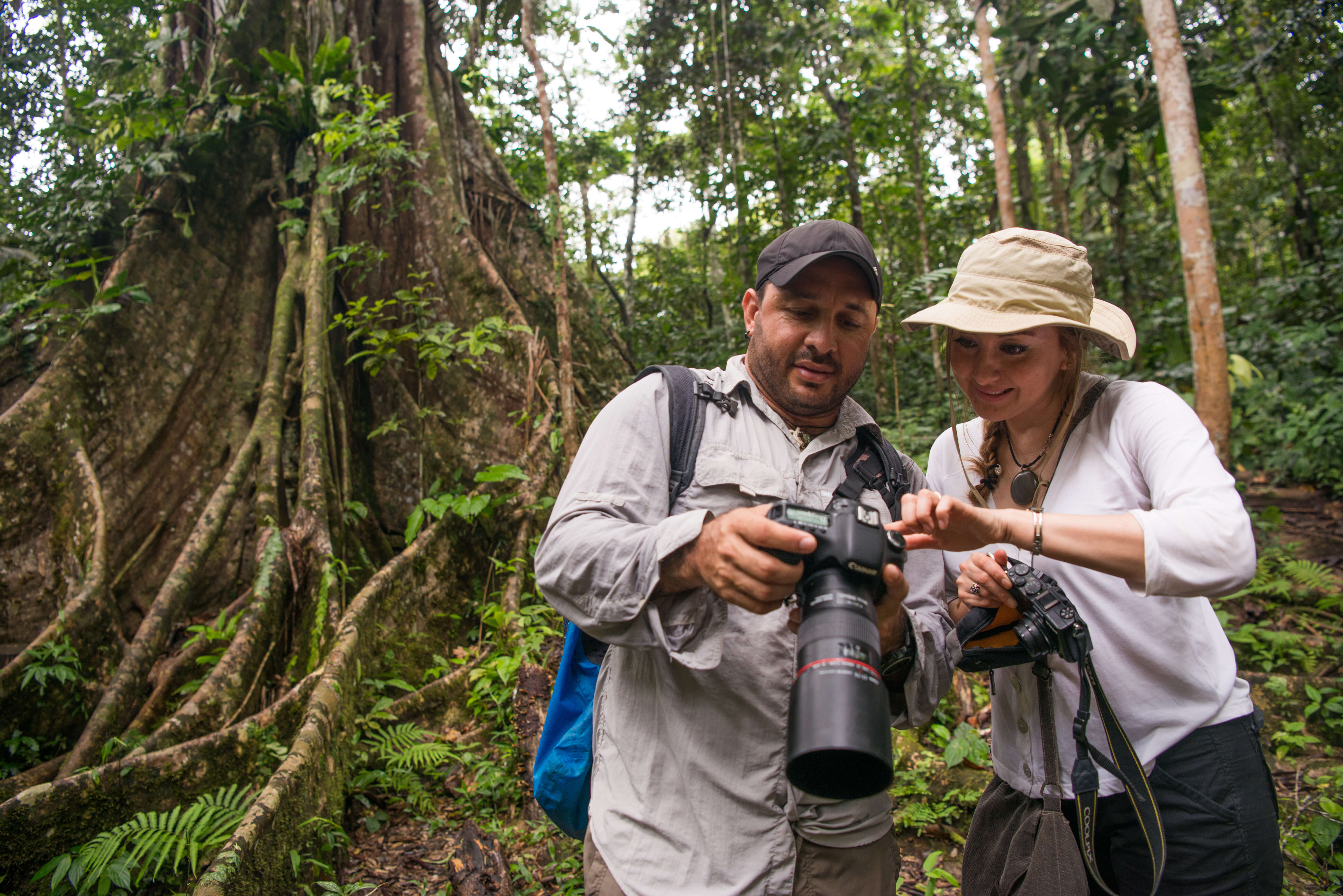 Photo Instructor Jeff Munoz with guest. Pucate River, Amazon, Peru