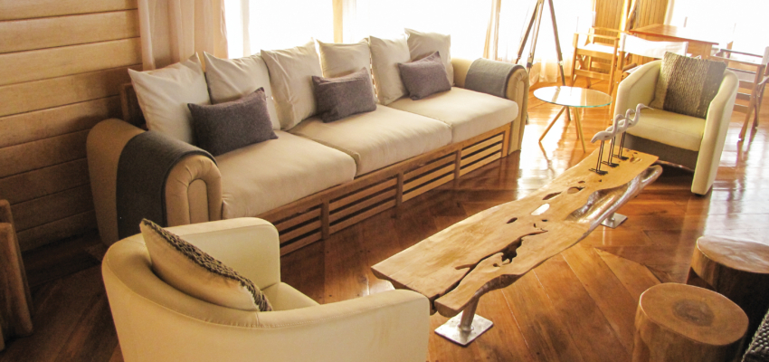 Delfin II. Newly furnished lounge on the top deck offers comfort and views of the river.